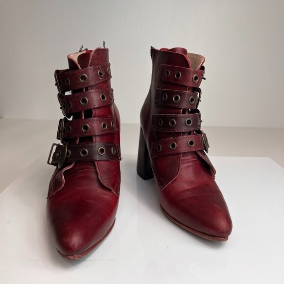 FreeBird Boot Women 6 Jayden Leather Ankle Strap Zip Distress Work Party Core Ex - Picture 1 of 14